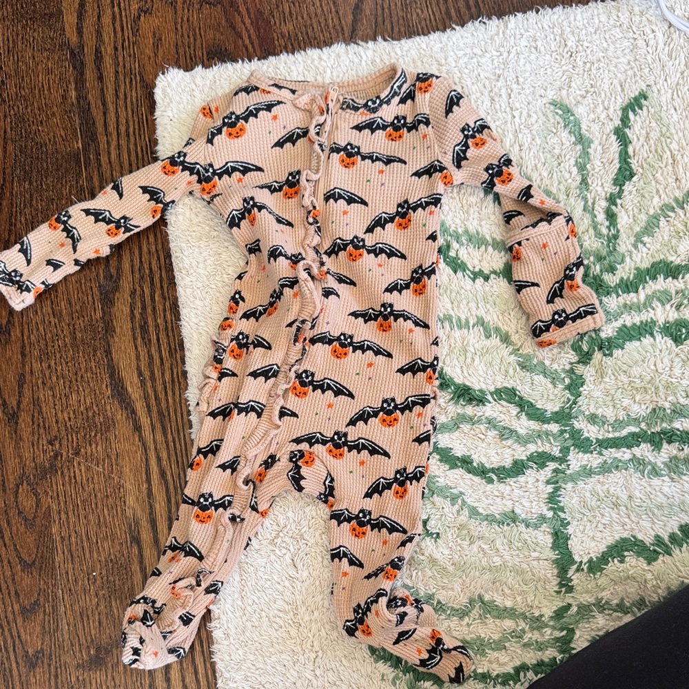 Halloween Bat and Pumpkin Kids One Piece